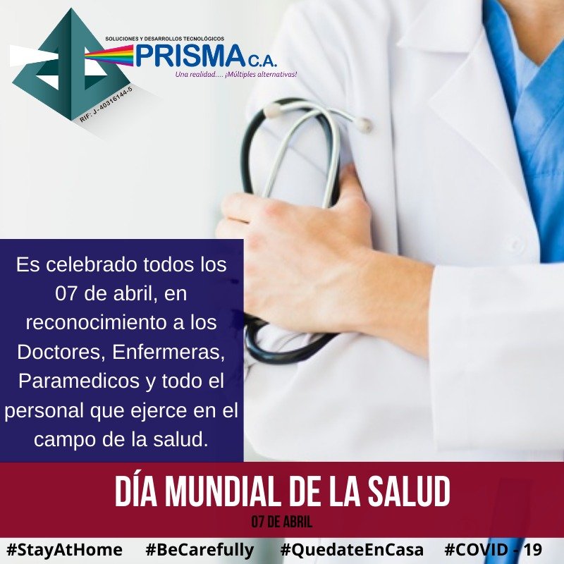 Prisma_SyDT's tweet photo. Hoy más que celebrar, queremos AGRADECER la ardua labor de nuestros MEDICOS, ENFERMEROS y PERSONAL DE LA SALUD que a diario nos ayuda con la pandemia que en estos momentos estamos viviendo.
#SomosPrisma #PrismAlternativas #StayAtHome #BeCarefully #QuedateEnCasa #COVID-19 https://t.co/rhWoUPBIQp