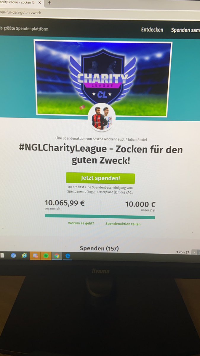 ÜBER 10.000 € !! Lieben vielen Dank an jeden der gespendet hat 🙏

Sehr geile Aktion von <a href="/M_ocki91/">Sascha Mockenhaupt</a> <a href="/julianriedel91/">Julian Riedel</a> und <a href="/ngl_esport/">NGL.ONE</a> ! ❤️ 

Das ganze Spendengeld geht an <a href="/Tafel_DE/">Tafel Deutschland e.V.</a> 🙌 

P.s. ÜBERRAGENDE LEISTUNG von <a href="/BadeschlappenLP/">Lukas</a> und <a href="/TimKalation/">TimKalation</a> ❤️🎤

#NGLCharityLeague #Tafel