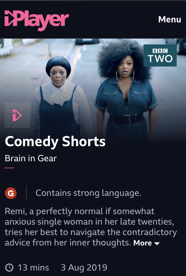 Watched #BrainInGear by @gbemi_ikumelo this evening. Hilarious! It still made me laugh so much, like it did last year. 🤣🤣🤣 - check it out on @BBCiPlayer #classiccomedy