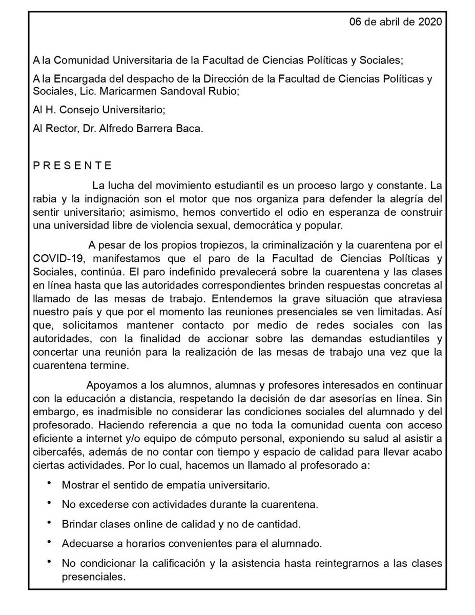 ComunidadFcpys's tweet photo. COMUNICADO.
@FCPySUAEMex
@MarycarSR
@UAEM_MX
@Rector_UAEM
#ParoFCPyS
#LaLuchaSigue https://t.co/ULp7GhiwRA