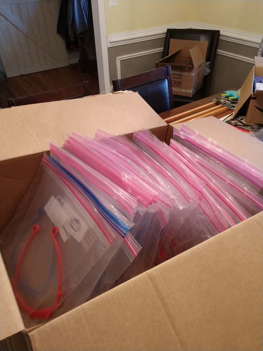 LVHSTechEd's tweet photo. My shipment of clear plastic came in today. I was able to package 30 face shields tonight and will finish a ton more tomorrow. Should be ready to ship by the end of the week. @SRoss_LVHS_Prin @bill_gulgert @MrJones_LVHS @nicolekherndon @LVHS_official @LCPScte https://t.co/VX97WCECfL