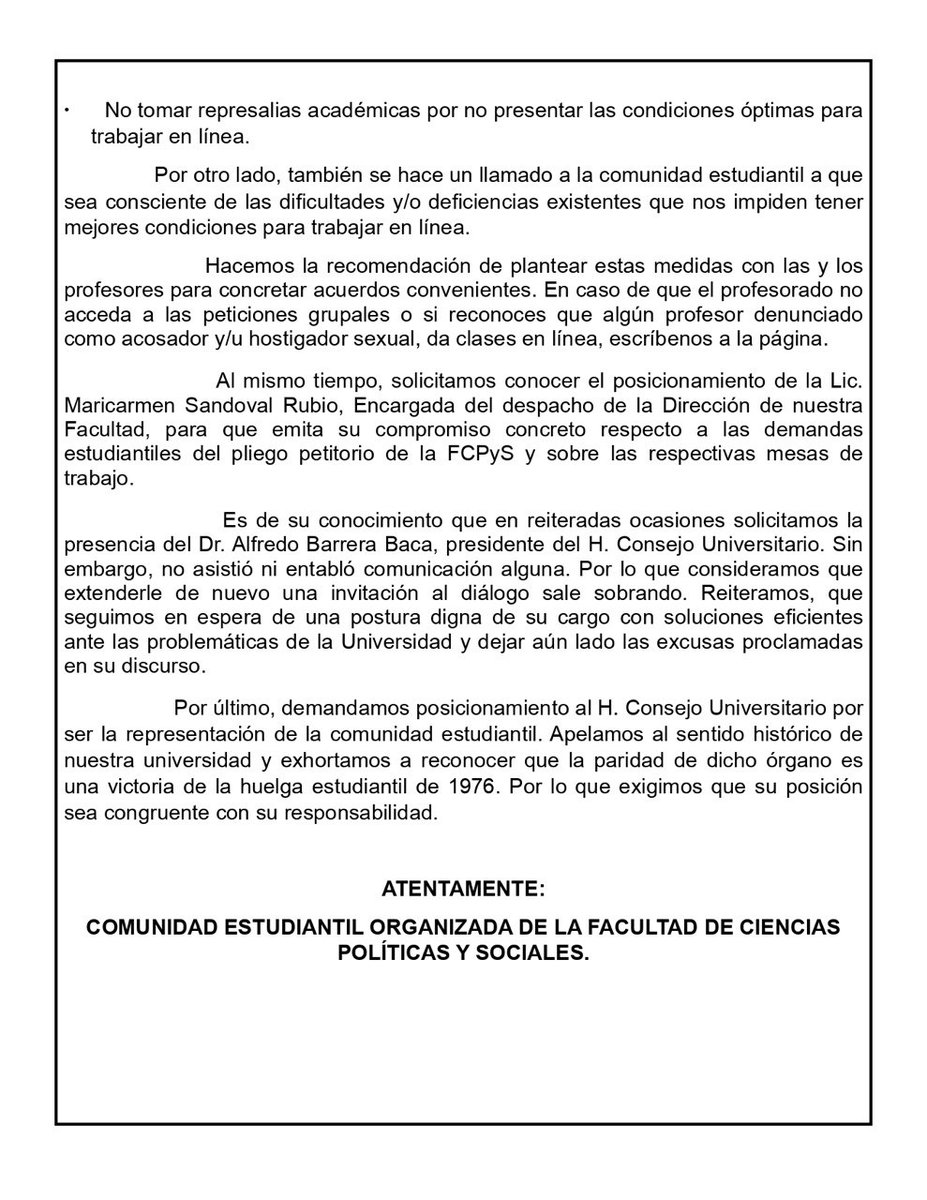 ComunidadFcpys's tweet photo. COMUNICADO.
@FCPySUAEMex
@MarycarSR
@UAEM_MX
@Rector_UAEM
#ParoFCPyS
#LaLuchaSigue https://t.co/ULp7GhiwRA