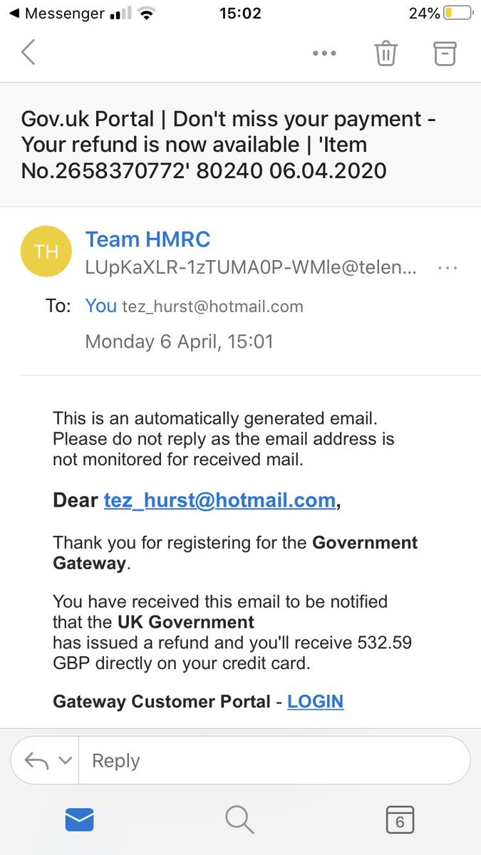 Proper genuine as fuck email that innit. Nearly had me there