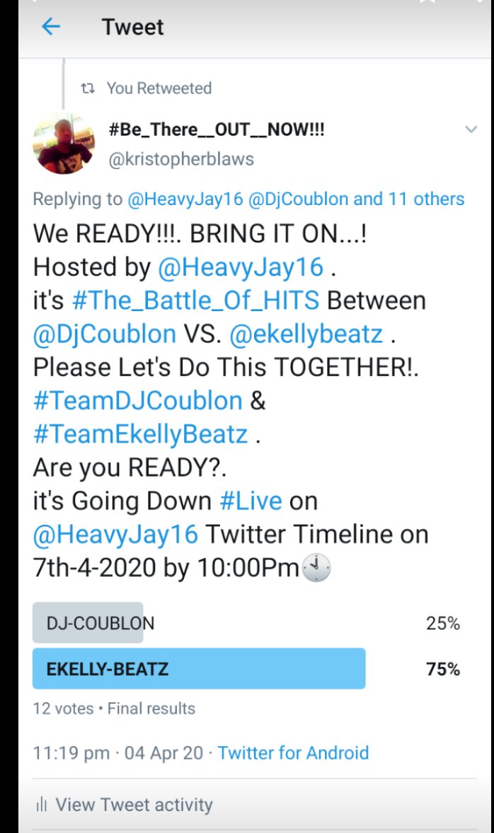 HeavyJay16's tweet photo. ...and it's a ((((((WRAP-UP)))))) Everyone, A Big Thank-You to all those who joined the MOVEMENT.
[ #TeamDJCoublon @DjCoublon ] &amp; [ #TeamEkellyBeatz @ekellybeatz ].
#Congratulations @ekellybeatz🏅🏅🏅
i really appreciate🙏y'all.
y'all Please #Stay_PROTECTED😷⛑️🛡️🧻🧽🧼🧴🚿🤲🧤🎭. https://t.co/A7SGHyh9T2