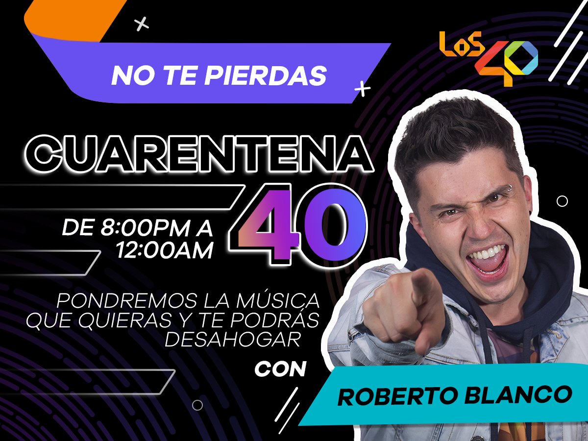 los40colombia's tweet photo. ¡Al aire @BLANCOALAIRE en esto que se llama #Cuarentena40! Participa en el 3165128000 o llamando al 3267616.

Cuéntanos tus historias y pide las canciones que quieras.

https://t.co/nRGuTbKydh https://t.co/BFSvhU1i4s