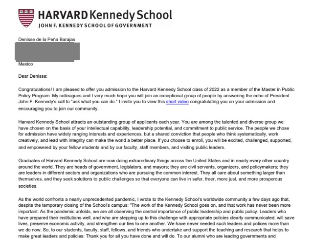 HolaSoyDenisse's tweet photo. Orgullosamente quisiera anunciar que fui aceptada en la Maestría en Políticas Públicas en la Harvard Kennedy School para iniciar en otoño de este año. Además, fui seleccionada como receptora de la Edith Stokey Fellowship al servicio público!!! [...] https://t.co/YICMAdBBmZ