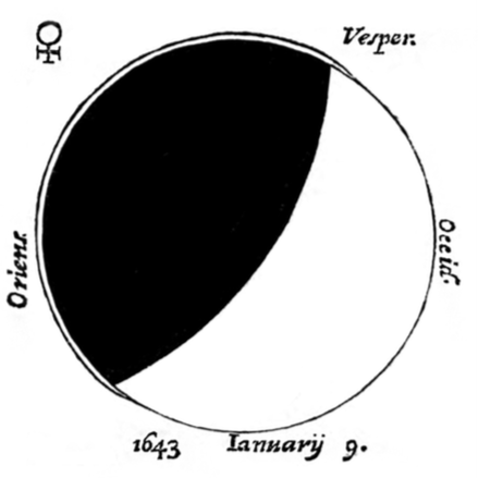 The earliest surviving report of the Ashen Light was made by the Italian astronomer Giovanni Battista Riccioli (1598-1671) through an early type of refracting telescope in the winter of 1643. He drew a bright rim of light surrounding the Venus night side that no one saw before.