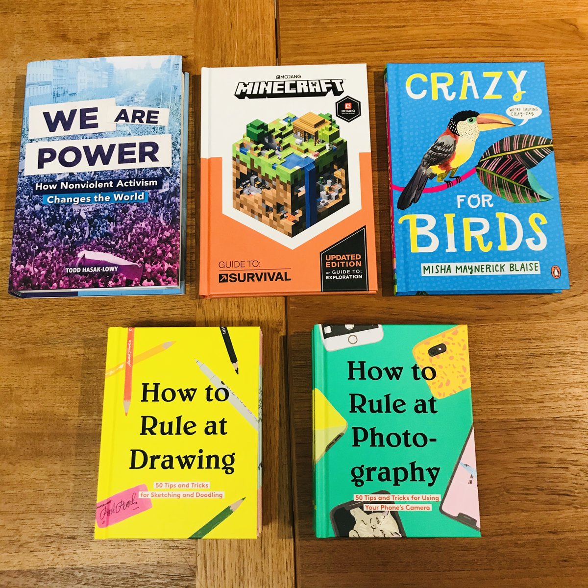 Nonfiction!WE ARE POWER: HOW NONVIOLENT ACTIVISM CHANGES THE WORLD by Todd Hasak-Lowy!MINECRAFT: GUIDE TO SURVIVAL!CRAZY FOR BIRDS by Misha Maynerick Blaise!HOW TO RULE AT DRAWING and HOW TO RULE AT PHOTOGRAPHY!