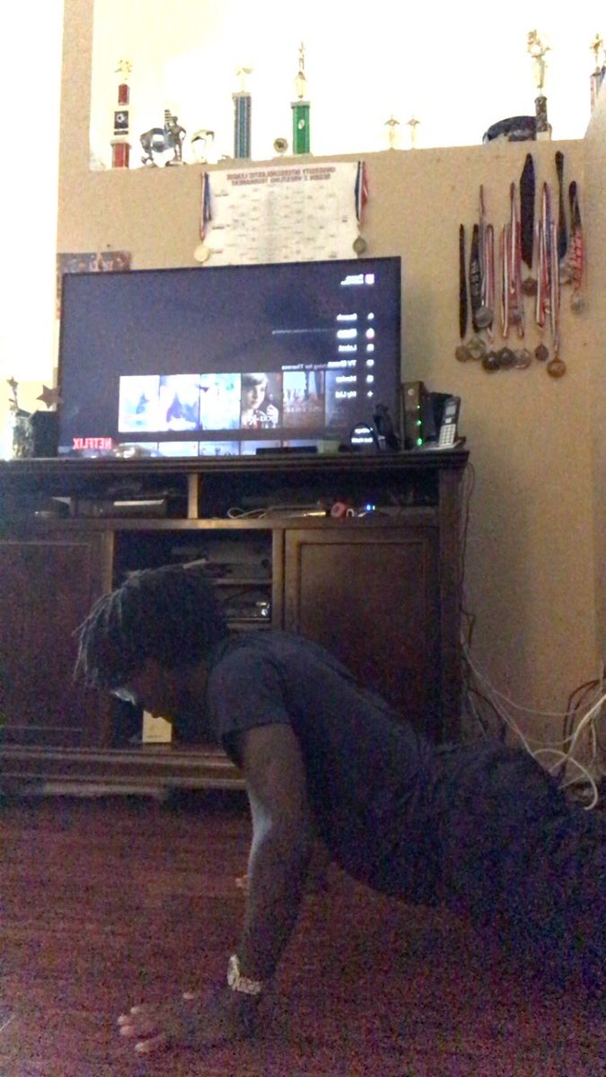 SirJaron's tweet photo. Cant go out but doing what I can @Wrestling_TCHS https://t.co/346zq3gvaf