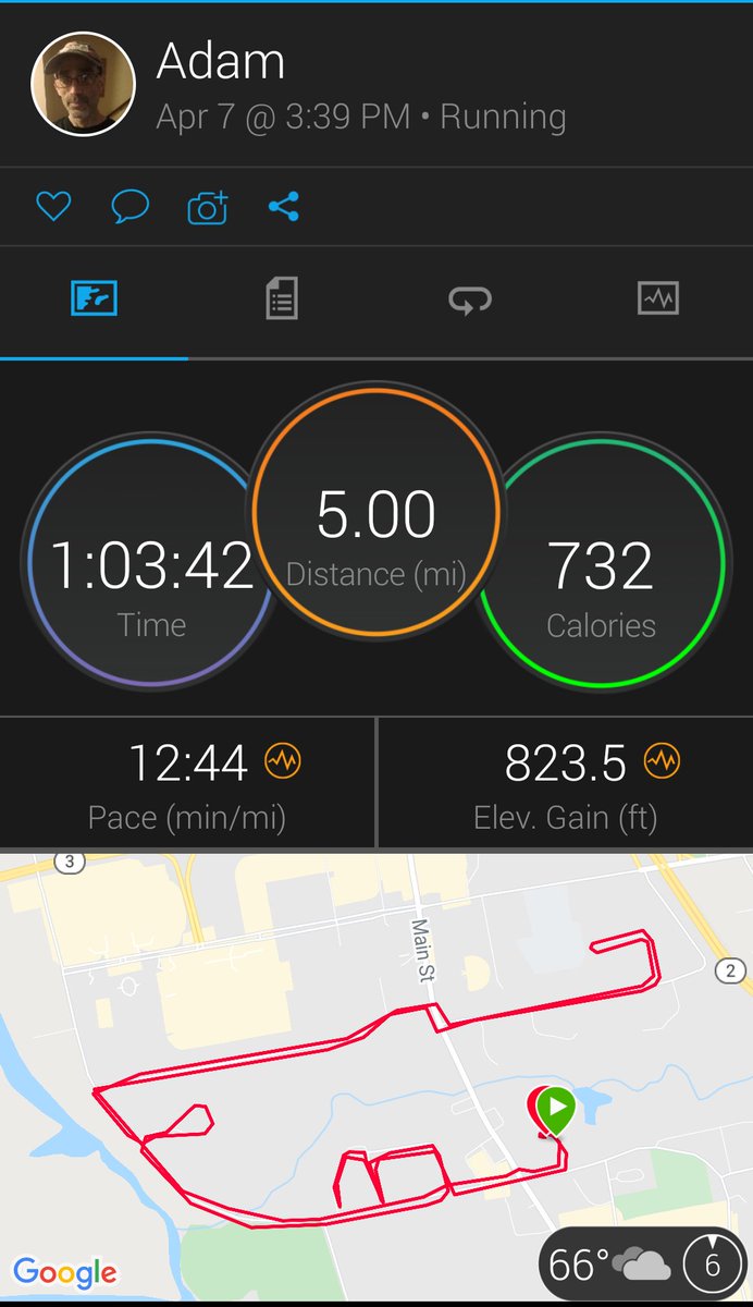 CTRunner21's tweet photo. #CrohnsWarrior #WalkingWithCrohns 5 mile walk today. 12:44 pace @hokaoneone #TimeToFly @aftershokz #ShokzSquad #ShokzMiles @bibrave #ReleaseTheRunner! @badassorg #amBADASSador @orangemud #EveryDayDirt @RunHMF #TeamHMF @nuunhydration #NuunLife @achillesconnecticut #GoAchilles https://t.co/Siclewq2Zl
