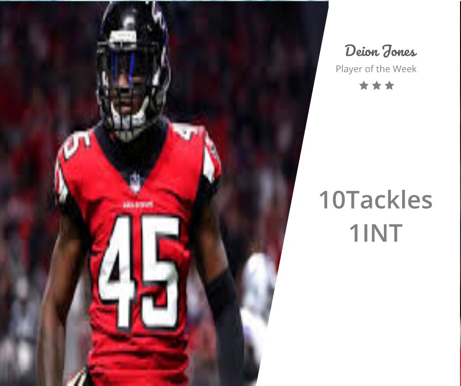 AGT_Falcons's tweet photo. Deion Jones steps up again to play incredible getting 10 tackles and a pick in a heartbreaking loss to the Seahawks...

@AGT_Madden https://t.co/fnEYjyGCtF