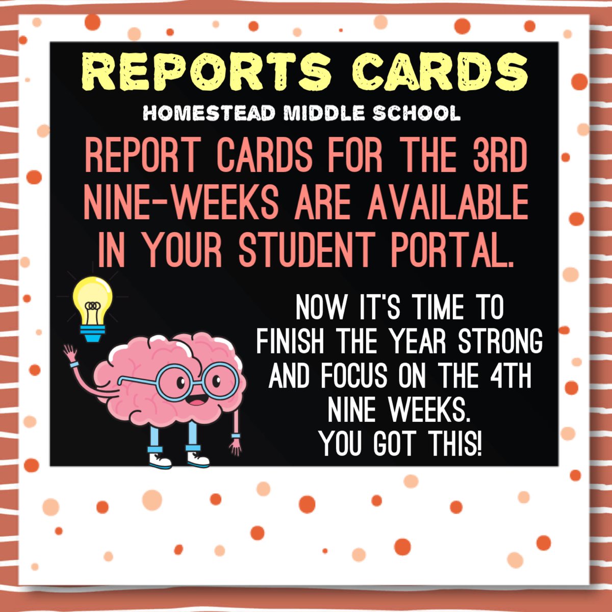 HomesteadMS's tweet photo. Report Cards Update! #gradesmatter #stayfocused #distancelearningmatters @Dr_Contessa @MDCPSSouth https://t.co/doklWNUvcY