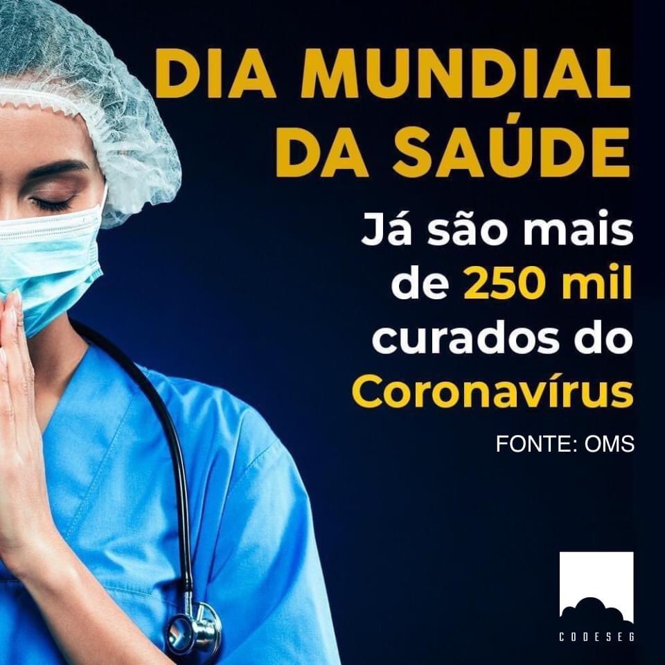 CodesegNews's tweet photo. Hoje é comemorado o Dia Mundial da Saúde. Em meio à crise do coronavírus, queremos espalhar notícias positivas. O número de curados está crescendo e já ultrapassa 250 mil ao redor do mundo. 

#portariavirtual #diaMundialdaSaude #coronavirus #segurança #portariaremota https://t.co/2wMtXl3yOf
