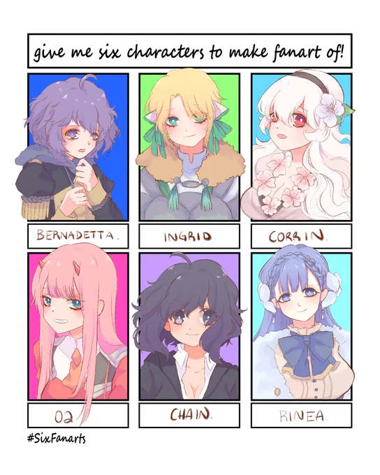 Thank you all for the suggestions! Here is my edition of the #SixFanarts !? 