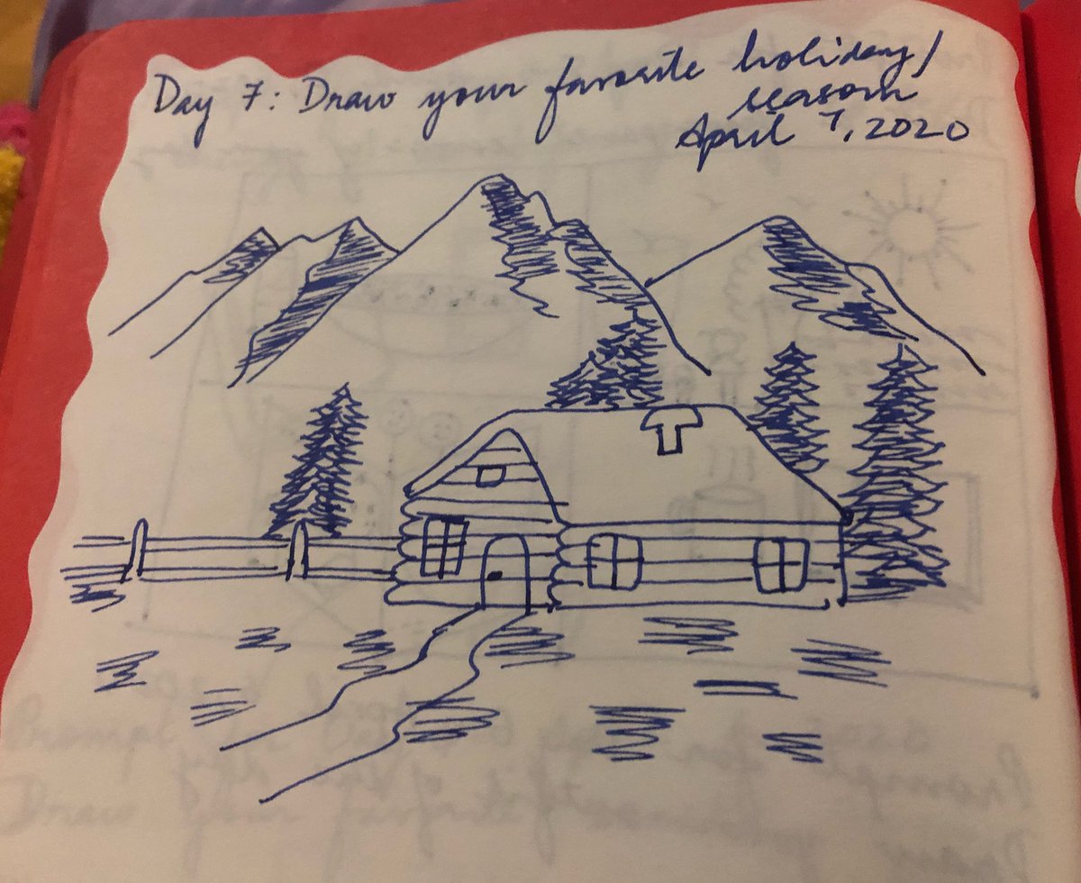 Day 7: My favourite holiday/seasonWould love to have a secluded cabin in the mountains filled with books and long winding roads to walk on in the spring/summer  #fullmealsdoodles