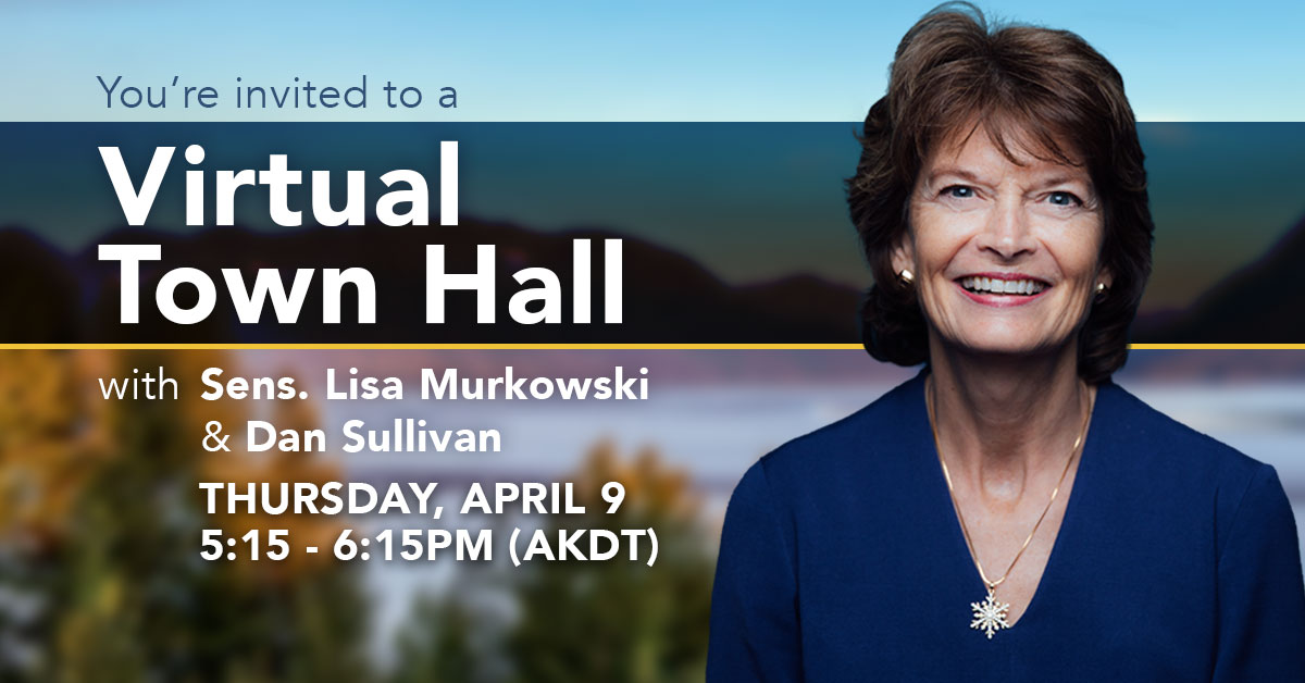 Alaskans—we want to hear from you. How is this  #COVID19 pandemic impacting you, your families, and your businesses? What questions do you have about the federal response? This Thursday,  @SenDanSullivan & I are hosting another teletown hall event, starting at 5:15pm.