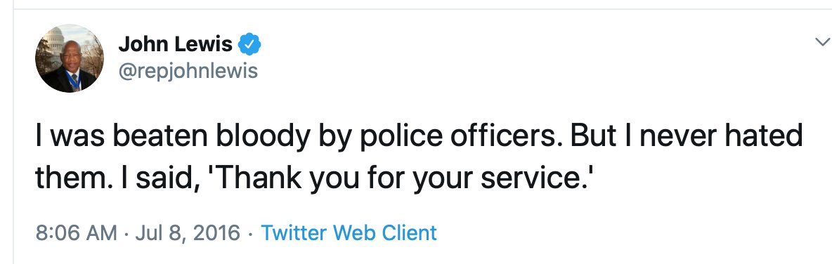 tariqnasheed's tweet photo. Notice all the non-Black people trying to prop up John Lewis..The idea of a Black person sacrificing their safety and their life so that other groups, EXCEPT Black people, can benefit, is appealing to them.Thats how they want ALL Black people to behave.

#Nope https://t.co/EFLvGzVwao