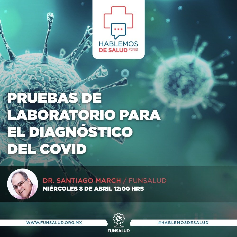 Mañana a medio día nuestro amigo el Dr. Santigo March nos comentará como son las pruebas de laboratorio para COVID-19 tinyurl.com/v2uveyh #Salud #COVIDー19mx <a href="/FUNSALUDMX/">FUNSALUD</a>