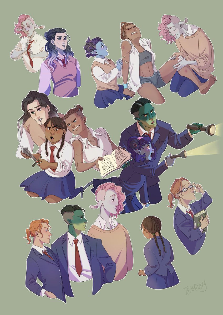 marshmallsy's tweet photo. i can't stop thinking abt the mighty nein in a dark academia au #Criticalrole #criticalrolefanart https://t.co/tGwCAzWYVK
