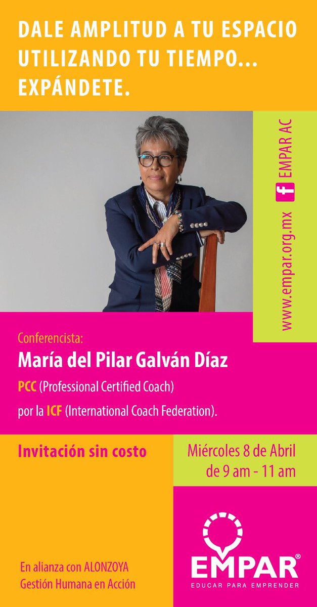 AEVMex's tweet photo. #ApoyandoALoNuestro Te recordamos la invitación a esta conferencia “Dale amplitud a tu espacio utilizando tu tiempo... Expándete” de #Empar en alianza con @AlonzoyaMexico el 8 de Abril a las 9 AM/CDMX
Zoom: https://t.co/X5ePo6JiMh
ID de reunión: 751 941 8079
Contraseña: 302799 https://t.co/6FkicUOPk2