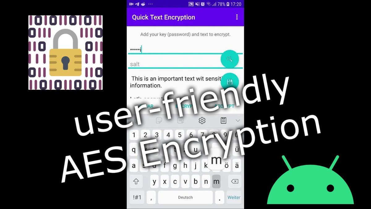 quickTxtEncrypt's tweet image. Encrypt your texts with this user-friendly Android app.

youtube.com/watch?v=kR3XJU…