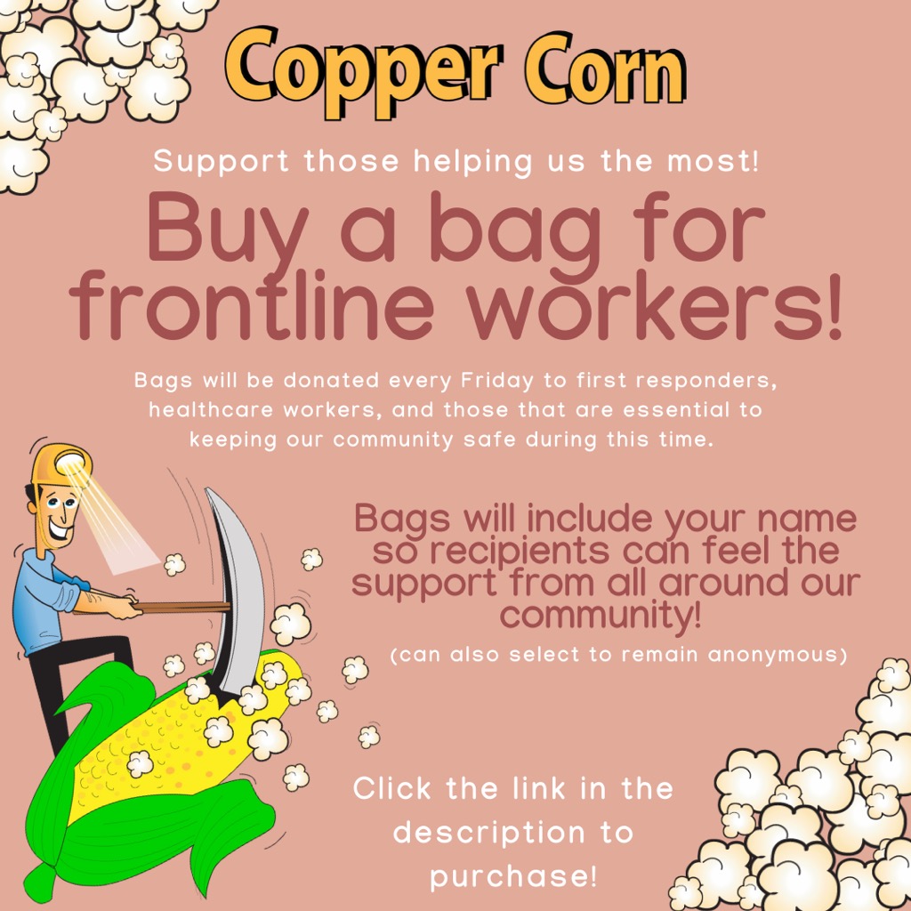 copper_corn's tweet image. During this time, we want to extend a hand to those on the frontline. While we will also be making a donation of bags, we want to offer our community to purchase a bag for those keeping us safe! Please click the link below to purchase! @whatsuptucson

copper-corn.com/product/covid-…