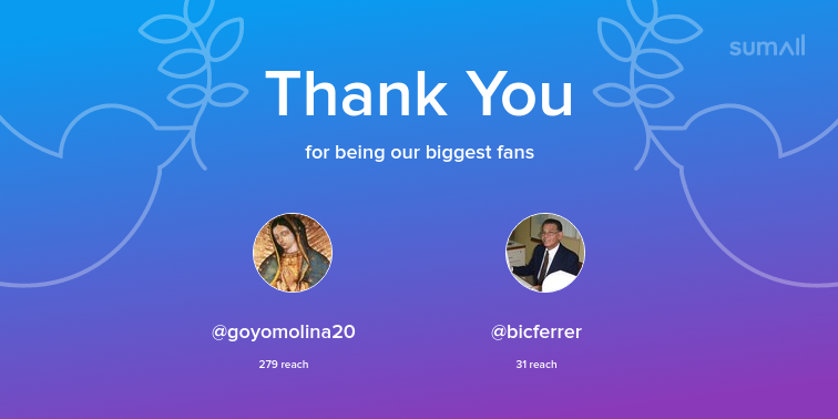 Cunaguaro's tweet photo. Our biggest fans this week: goyomolina20, bicferrer. Thank you! via https://t.co/4FwuMApBSk https://t.co/LrKzYkItxy