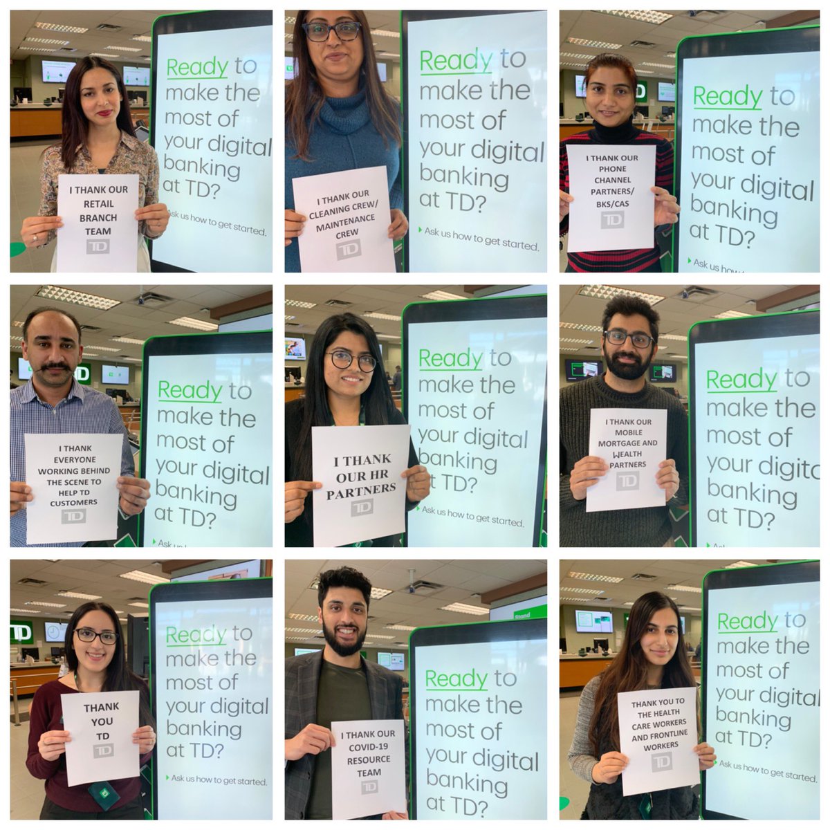 TD is following all the physical distancing guidelines.Providing our clients with digital banking options.Thankyou to all our customers for doing their part.Thankyou to all working tirelessly at your work places&amp;working from home🙏🏻@GurjivChahil_TD <a href="/steventsangaris/">Steven Tsangaris</a> <a href="/AndyCribb_TD/">Andy Cribb</a>