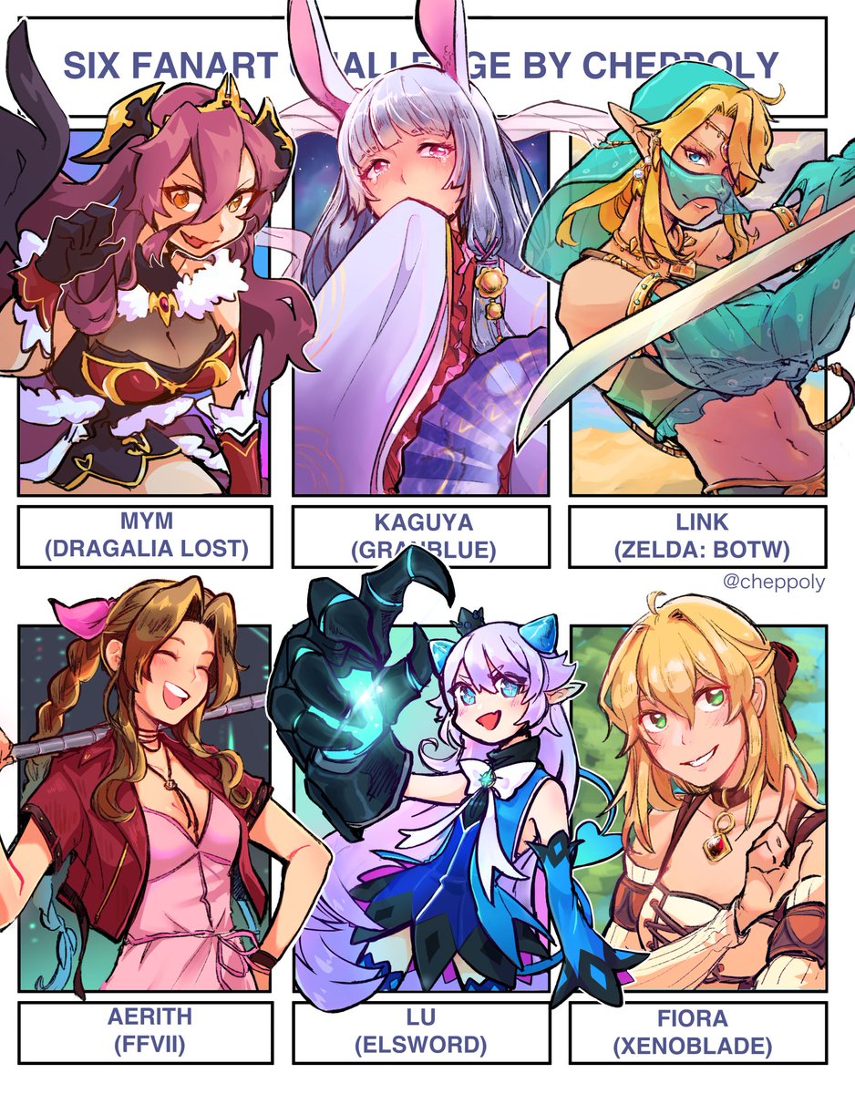 i went crazy and spent 3 days drawing nonstop......thank u for the suggestions, the theme is video game girls. i shall now pass away #SixFanarts 