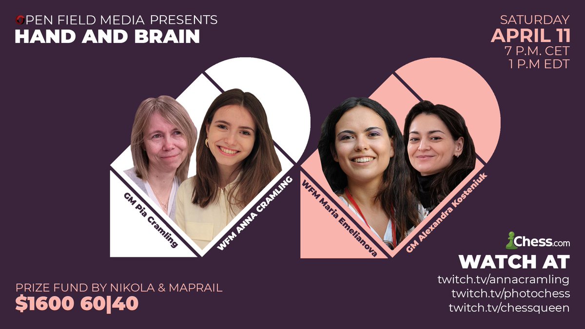 Anna Cramling on X: BIG Hand & Brain match this Saturday together