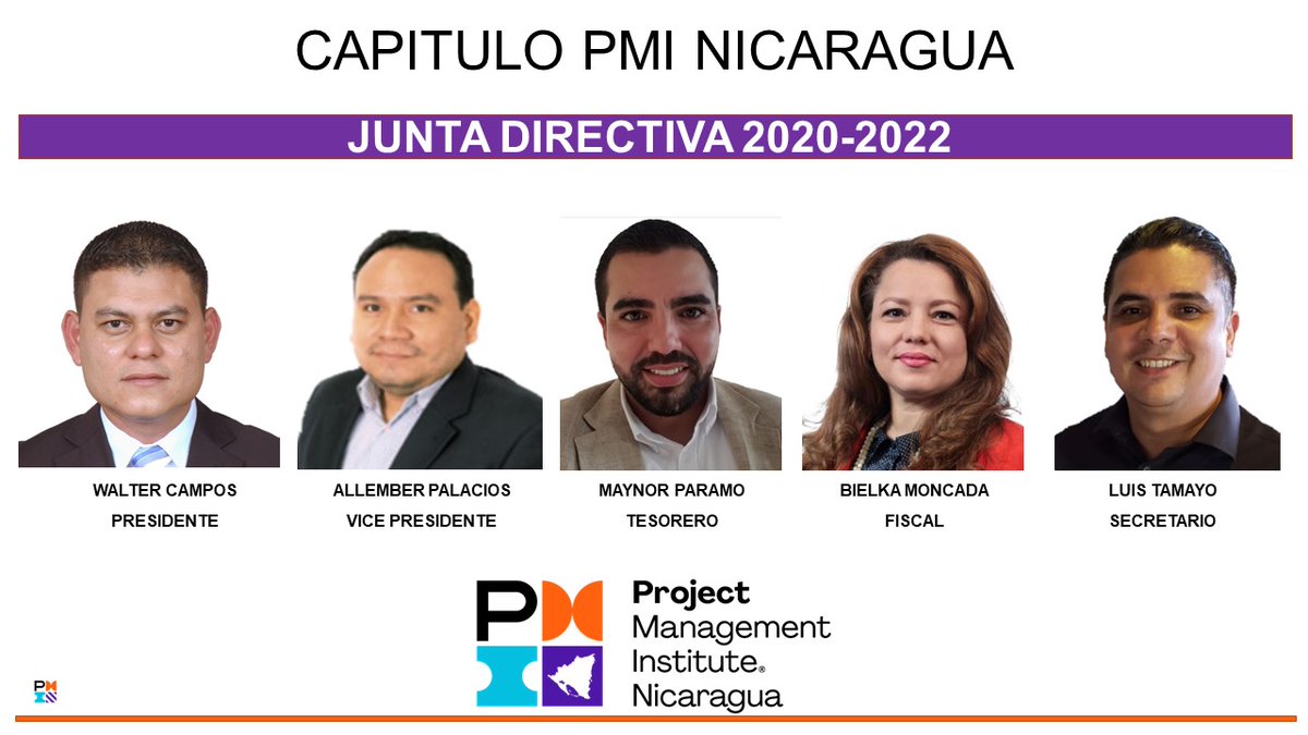 Le damos la bienvenida a la nueva Junta Directiva del Capítulo PMI Nicaragua que inició funciones el pasado 1 de abril de 2020. Deseamos que Dios guíe a estos nuevos líderes en tomar decisiones para el desarrollo de la Profesión de Gerencia de Proyectos en Nicaragua.