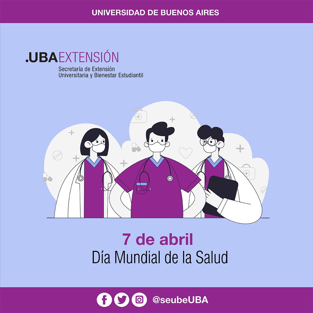 seubeuba's tweet photo. #DíaMundialDeLaSalud 👩‍⚕️🧑‍⚕️.

Queremos agradecer a todo el personal de la salud que en estos tiempos difíciles se encuentran trabajando para cuidarnos.

🤗 ¡Gracias! 👏

#UBA #UBAExtensión #UBASalud https://t.co/gZdCHyJ8sX