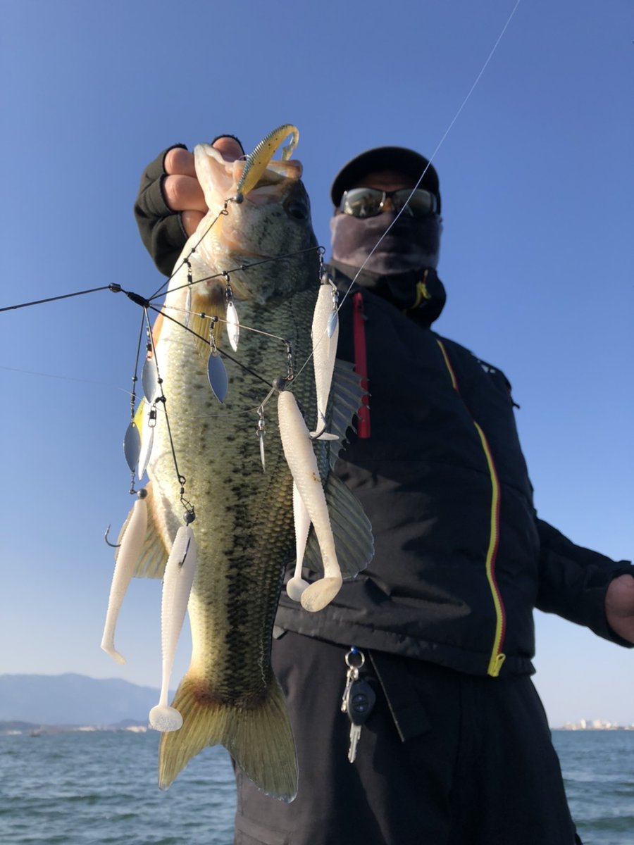 LevelUdon's tweet image. 2020/04/07釣果
前回の琵琶湖釣行リベンジ大成功‼️
60㎝4360g/#ヴィローラ4インチ #ボトスト
40後半/#フルスイング3.5インチ #アラバマ
55㎝2700g/#ブルスホッグ #チェリーリグ 
#琵琶湖 
#RAIDJAPAN 
#DAIWA