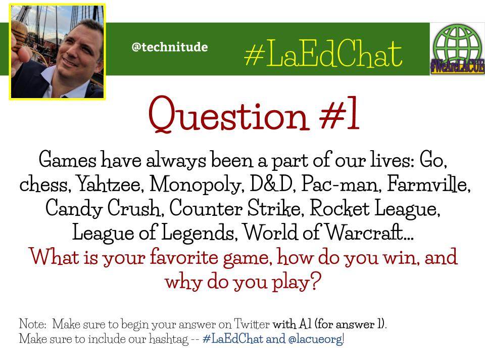 Great to see everyone! Let's get this party started. #LaEdChat <a href="/lacueorg/">LACUE</a>