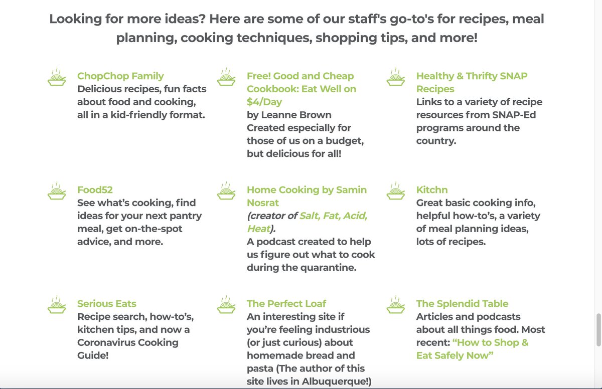 CWKSantaFe's tweet photo. Have you seen our website lately? Go to: https://t.co/38JL4vDa6b
You can find all of our recipes, tasting lessons, activity pages, "How to..." videos, additional at home learning resources, and staff favorites for recipes, meal planning, techniques and more! #EdibleEdAtHome https://t.co/iKNL5ZAI7c