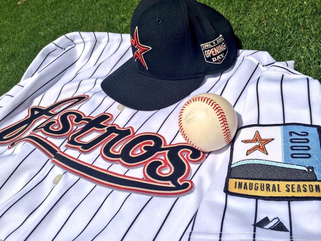 Mike Acosta on X: 4/7/00 A commemorative baseball was used for the first  Opening Day at Minute Maid Park (Enron Field). A special “Inaugural Season”  patch was worn on the sleeve for