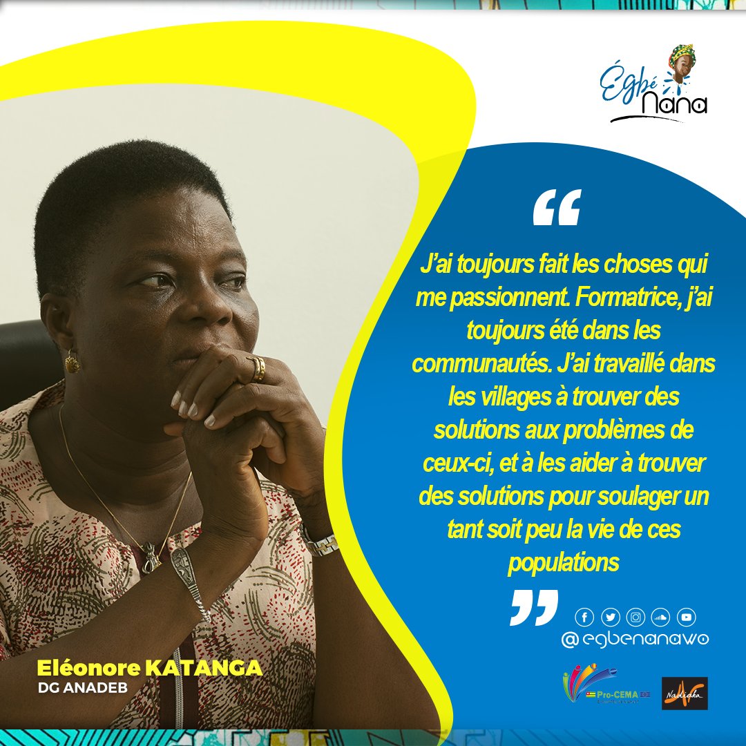 Eléonore KATANGA, notre nana de cette semaine, est agent de développement de formation. Elle a toujours aimé travailler avec les communautés, dans la gestion de leur développement. 
#Egbenana #FemmesLeaders #UEauTogo #ProCEMA