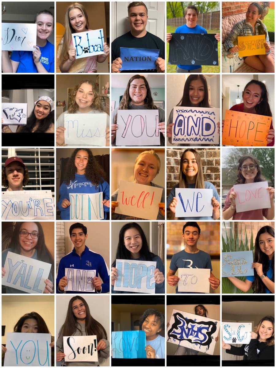 Our student council members wanted to let the teachers and staff know how much we miss and appreciate them during this time! <a href="/ByronNelsonHigh/">Byron Nelson HS</a>