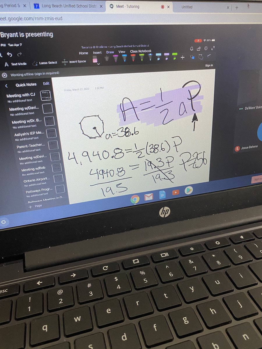 tbryant0115's tweet photo. Learning never stops! Tutorial sessions for our #UrbanMathCollaborative students in geometry. @LBSchools students cease to amaze me with their determination to learn. #ProudtobeLBUSD #AllMeansAll #DistanceLearning https://t.co/b432LbMTje