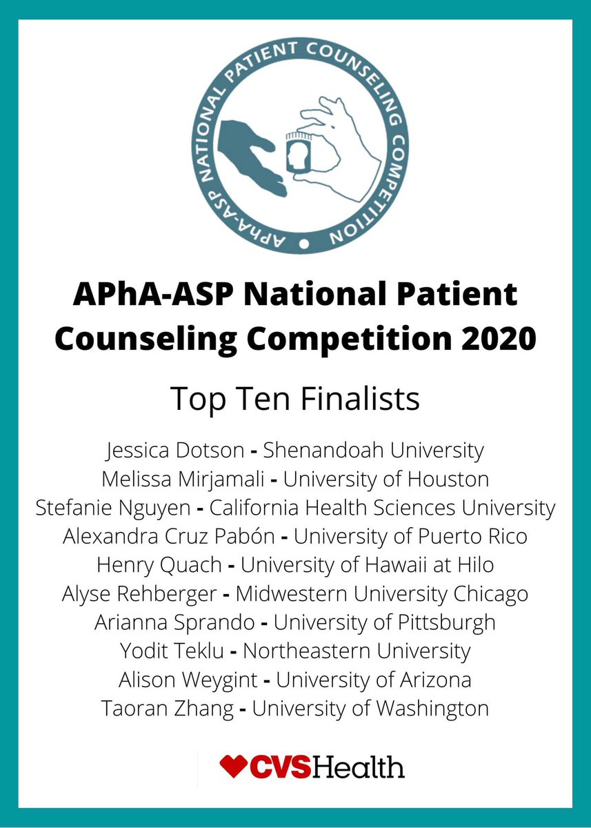 pharmpearls's tweet photo. Humbled to have advanced to the top ten of the @pharmacists Patient Counseling Competition on behalf of @NortheasternSOP :) https://t.co/ThTaSwq4o9