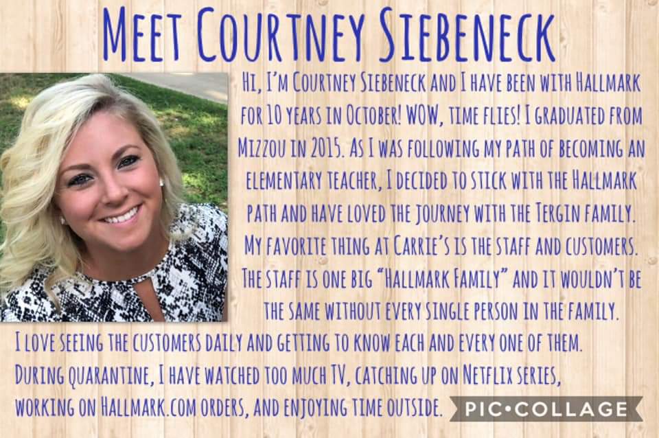 CarrieTergin's tweet photo. Courtney Siebeneck is our Manager at @CarriesHallmark! She's kind and pretty darn brilliant! We are so fortunate that she chose us as a career, and truly this Mayor could not do my job running #JCMO without Courtney running my store. Love our @Hallmark team!โค #HallmarkMayor https://t.co/4RMAw4P9u0