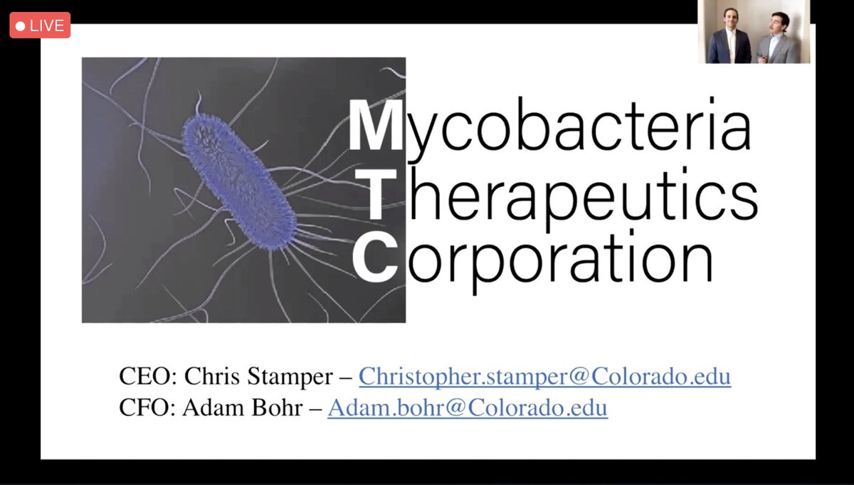 InnovateCUBldr's tweet photo. Chris Stamper and Adam Bohr of Mycobacteria Therapeutics are up next! Their startup is introducing next-generation probiotic strains to the supplement industry, specifically targeting mental health. #NVC12 https://t.co/SYAUKHwhFo