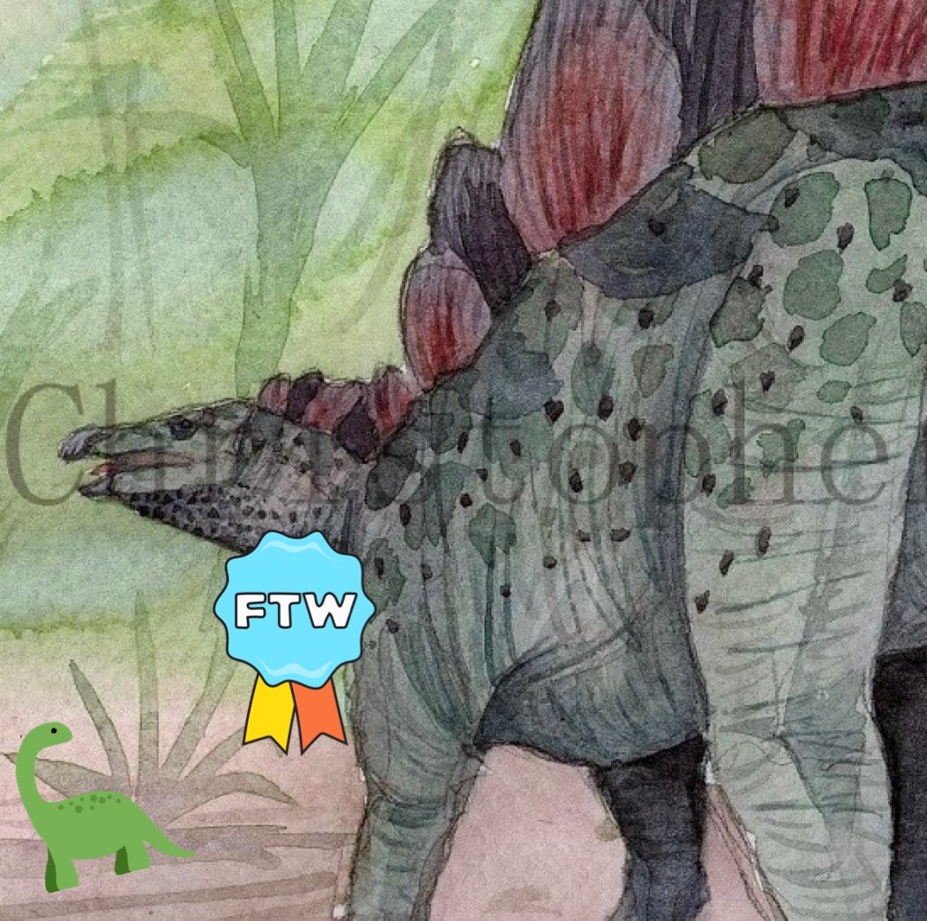 Jerseysaurus's tweet photo. And the winner of the battle of the herbivores is...STEGOSAURUS! Join us 4/8 at 4pm EST for another LIVE art session with @ChrisDPiazza on Facebook @Jerseysaurus . #jerseysaurus #stegosaurusforthewin #art #kidfriendly https://t.co/gG8Ye5SNAj