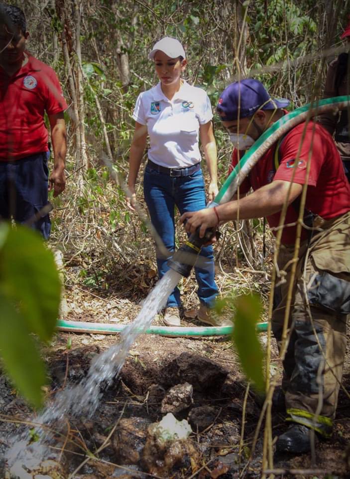 LauFdzOficial's tweet photo. Hoy supervisé las tareas para sofocar el incendio en el kilómetro 3 de la Ruta de los Cenotes. En esta labor de nuestro Cuerpo de Bomberos y Protección Civil, nos dan una gran ayuda los ejidatarios.  #PuertoMorelos #LeonaVicario https://t.co/0JRRa22sHQ