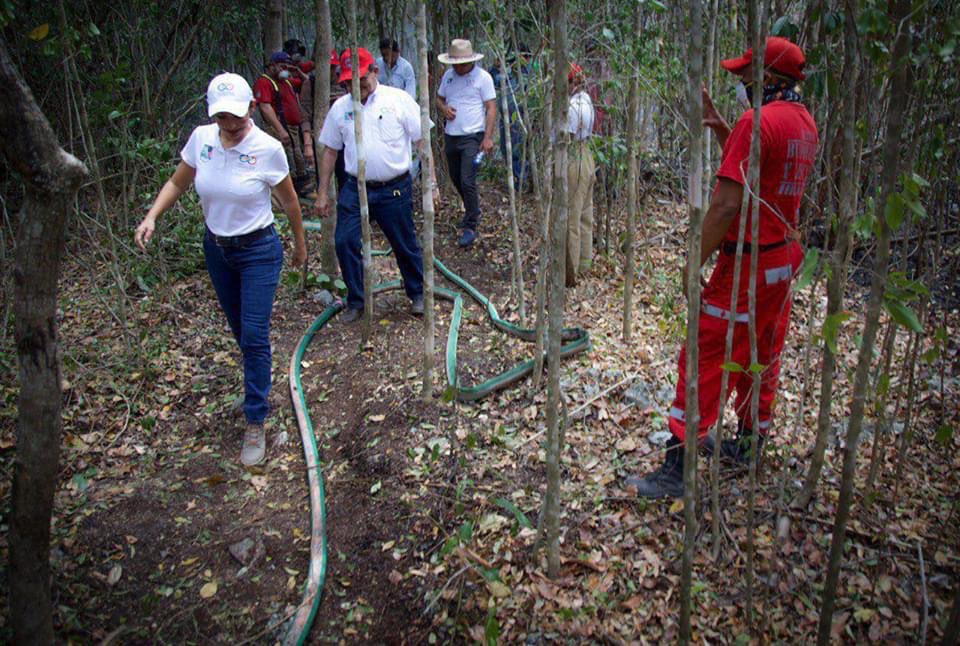 LauFdzOficial's tweet photo. Hoy supervisé las tareas para sofocar el incendio en el kilómetro 3 de la Ruta de los Cenotes. En esta labor de nuestro Cuerpo de Bomberos y Protección Civil, nos dan una gran ayuda los ejidatarios.  #PuertoMorelos #LeonaVicario https://t.co/0JRRa22sHQ