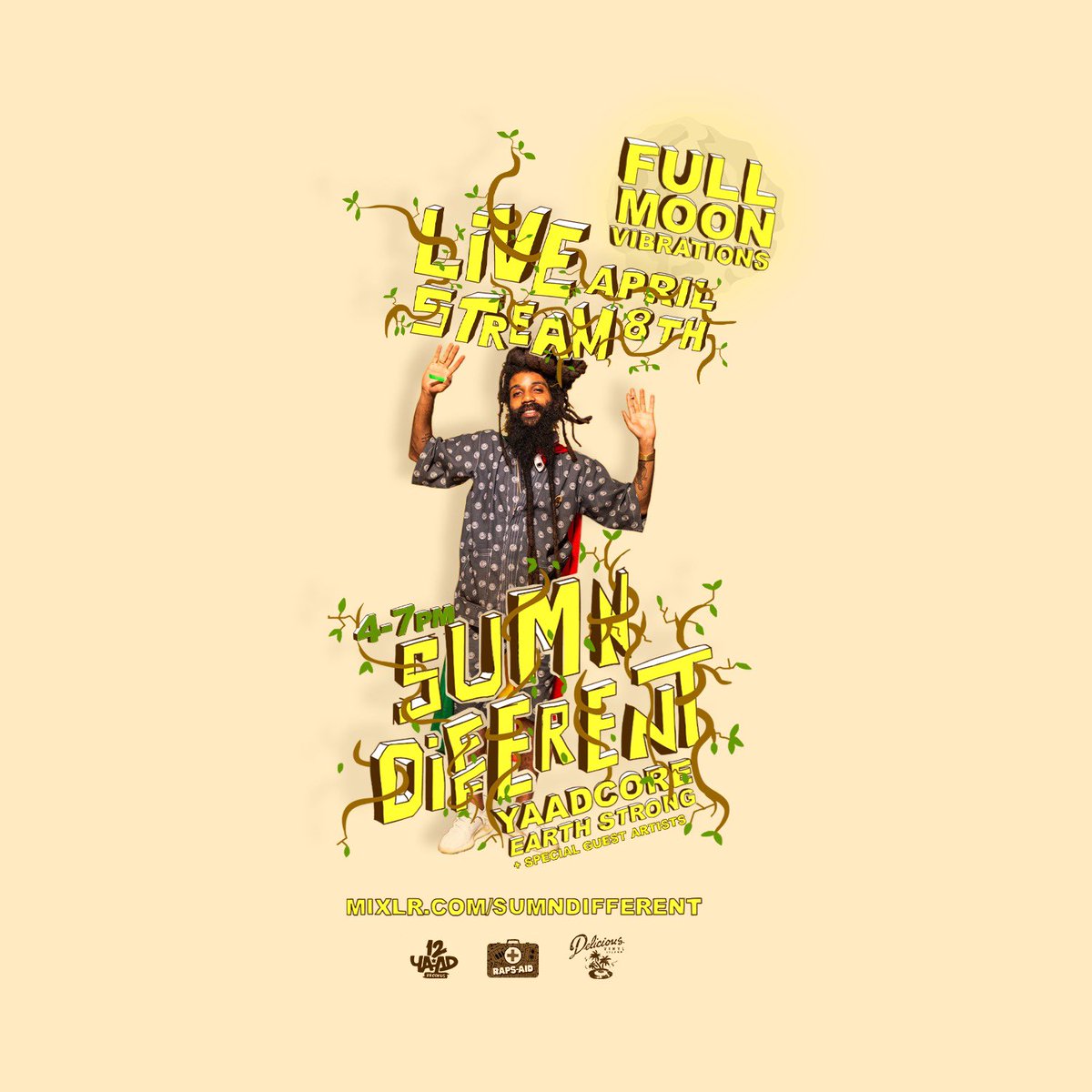 laurenless_'s tweet photo. Join @iAmYaadcore for a Full Moon Vibration and the celebration of his Earth Strong tomorrow, April 8. Good vibes only! https://t.co/lB9UUZpEHI 🦁🌕 @RAPS_AID https://t.co/XUJEdqcYcP