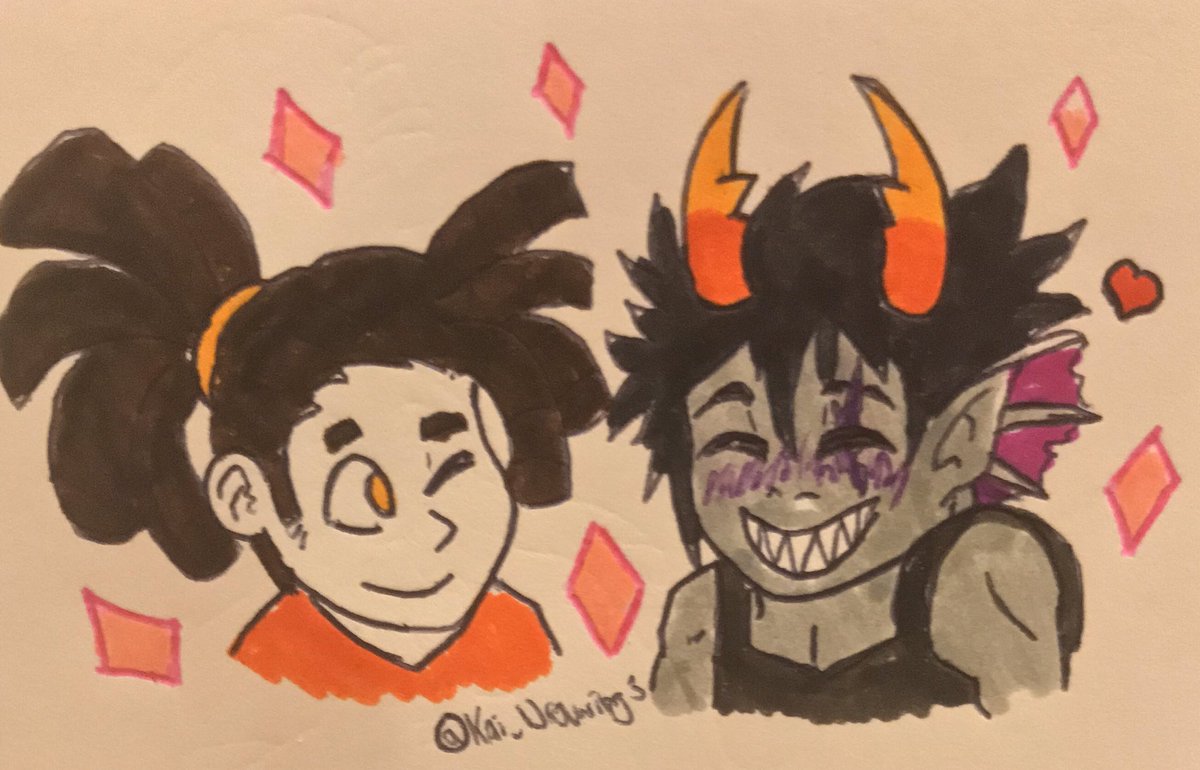 Kai_Drawings's tweet photo. #FAweek Day 5 - Shipping Day
Couldn’t think of a ship from the FanAdventures I like and characters I can’t draw yet... So I just drew this doodle of my fankid and fantroll their pale mates but my fantroll as flushed feelings for his moirail ♥️♦️ https://t.co/gJMlHc113O