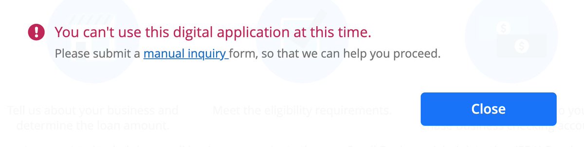 GothamBailBonds's tweet photo. @ChaseforBiz @ChaseforBiz @stevenmnuchin1 Been applying since friday 4/3. Chase clients still getting errors, branch cant help, phone service refer you online. What a joke this #ppploan is turning out to be. I wish @SBAgov would have direct lended. https://t.co/t3BGKy6jtE