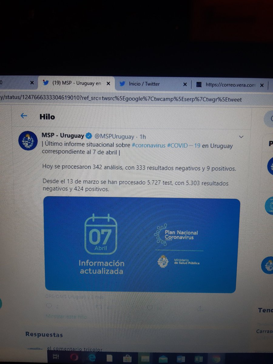 al23p's tweet photo. @Intratables buenas noches. Uruguay lleva mas testeos que los que uds indican https://t.co/hi6HAQmlg1