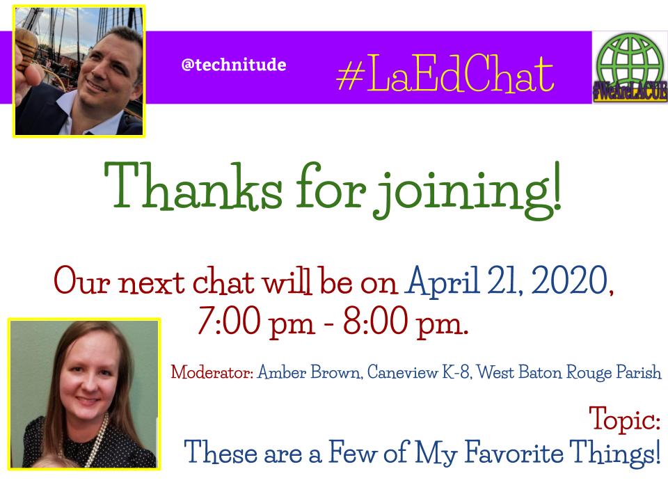Thank you for surviving my first EdChat moderation! Now get out there and win one for the Gipper. #LaEdChat <a href="/lacueorg/">LACUE</a>